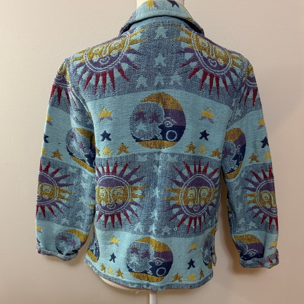 Sun & Moon Celestial Patterned Button Front Jacke… - image 5